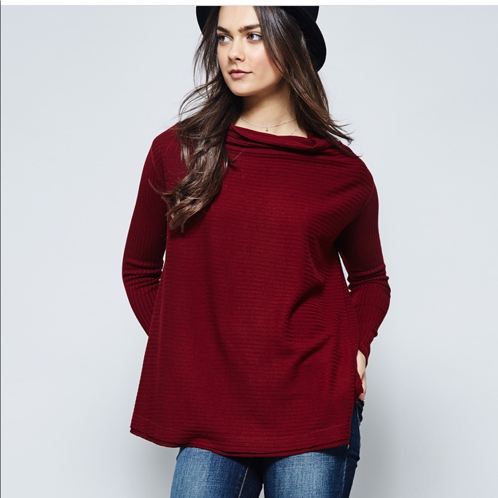 Last 1!! Loose Fit Mock Neck Top